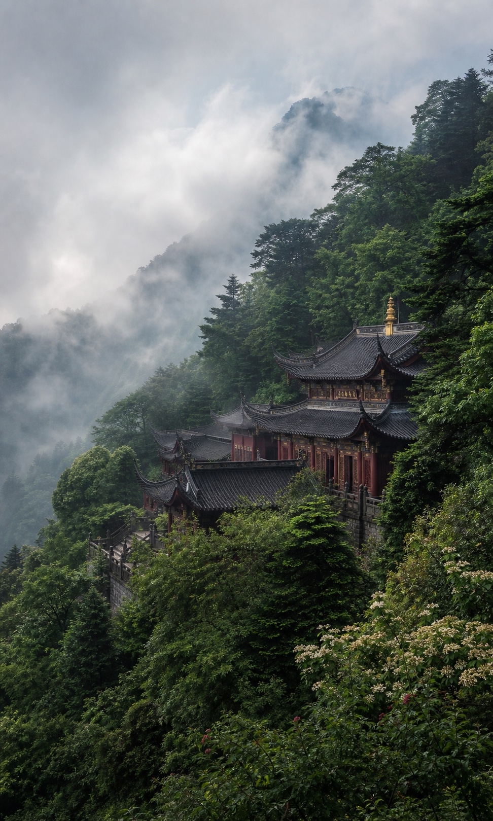 峨眉山古寺与自然生态共生景观